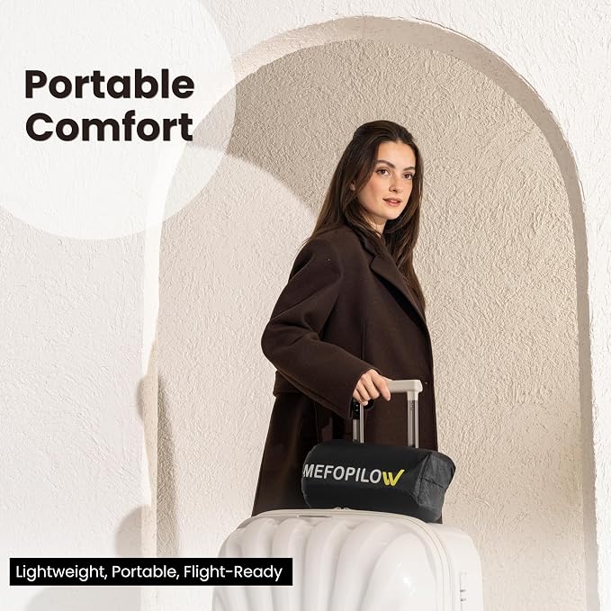 Memory Foam Travel Pillow with Washable Cover & Carry Bag – Compact, Soft & Breathable Neck Pillow for Airplane, Camping & Car (Gray- with Extra Gray Cotton Cover, 15.7x9.8x3.9 inches)