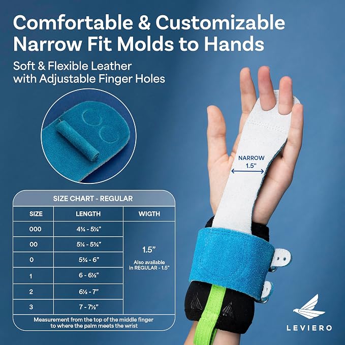 Gymnastics Grips Set Narrow Squeeze, Grips for Gymnastics Girls, Dowel Grips with Soft Leather, Double Buckle Wrist Closure, and Adjustable Finger Holes, for All Ages