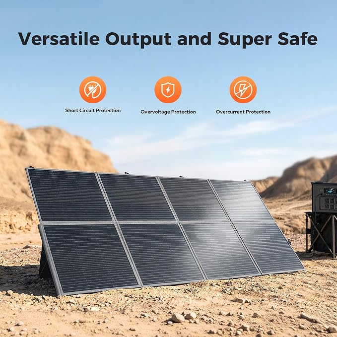 400W Portable Solar Panel for Power Station, 36V Foldable Solar Charger with DC/XT60/Anderson Cable & QC3.0 USB Outputs, 23% High Efficiency IP65 Waterproof Kickstands for Outdoor Camping RV