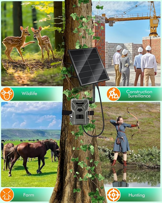 KEPEAK Solar Panel for Trail Camera - 6000mAh Battery, 12V Solar Battery Charger, Waterproof, for Outdoor 24/7 Wildlife Monitoring