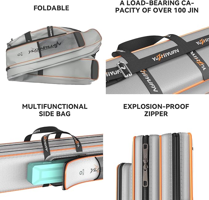 Fishing Rod Case & Bag Triple-Layer - 1680D Oxford, Wire-Reinforced Anti-Deforming, Foldable Portable, Quick-Access Compartments, Fishing Gift for Men Anglers