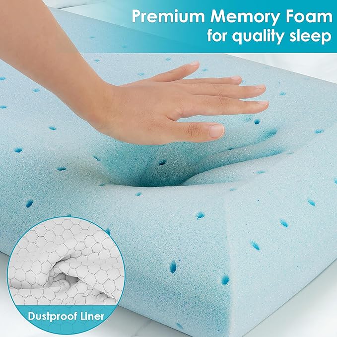 CushyOasis Memory Foam Pillows for Side, Back and Stomach Sleepers, Set of 2, Bed Pillow with Washable Cover and Breathable Mesh, Bed Pillow for Sleeping (Grey，Queen Size)