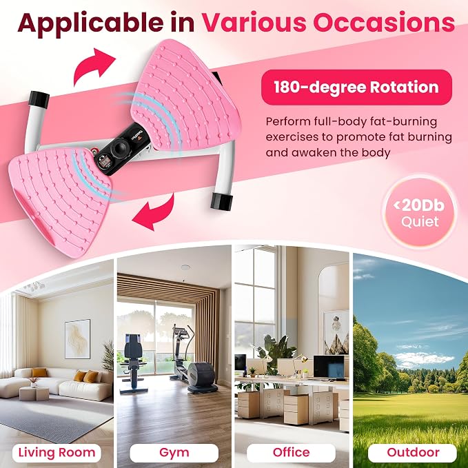 Waist Twister Machine Exercise with Digital Counter for Men and Women - Adjustable ab Twister Board for Stomach Workout - 300LB Capacity, 20dB Ultra-Quiet Noiseless Board with Extra Accessories