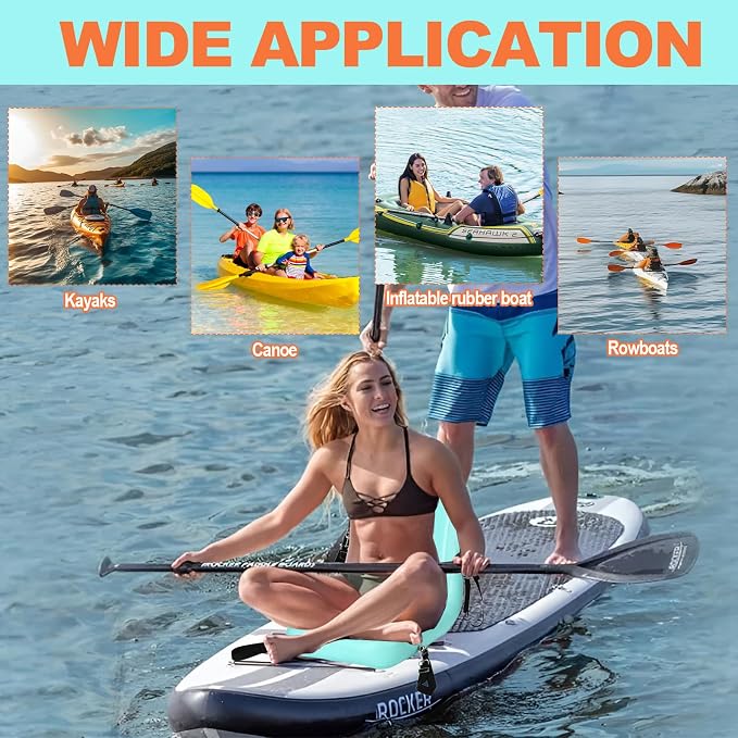JAYEGT Inflatable Kayak Seat with Back Support,Paddle Board Accessories ，Foldable SUP Seat，Ergonomic Anti-Slip Design, high Load Capacity，Versatile Use for Kayak, Boat,SUP,Canoe,Fishing Boat-Green