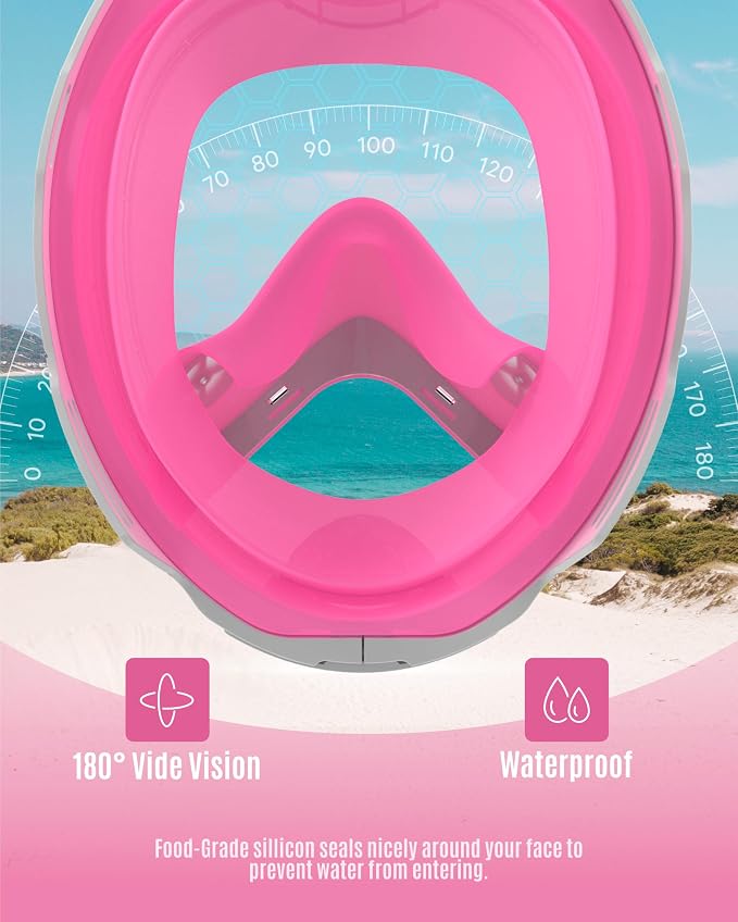 G2RISE Kids Snorkel Mask Full Face Snorkel Set, Snorkeling Gear for Kids with 180 Degree Panoramic View, Anti-Leak & Anti-Fog