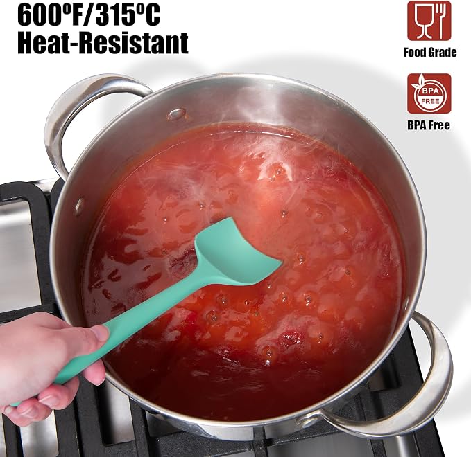 3-Piece Silicone Spatula Scrapers: Doosu 600°F Heat Resistant Food Grade Kitchen BPA Free Rubber Baking Cooking Tool Nonstick Utensil Set for Mixing, Scraping, Folding, Stirring, Serving (Multi-3)