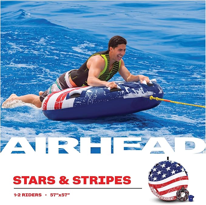 Sportsstuff Stars and Stripes Kit, 1 Rider Towable Tube with Rope and Pump