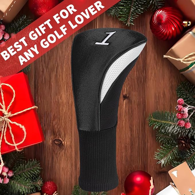 Golf Club Head Covers for Woods 3/4/5/6 Pieces Long Neck Mesh Sports Golf Club Headcovers Set with Interchangeable No. Tags 3 4 5 6 7 X Golf Accessories for Men Women