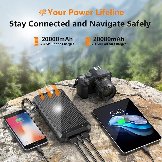 Solar Power Bank 20000mAh and Solar Panels 30Watt Portable 24% High-Efficiency 5V Foldable