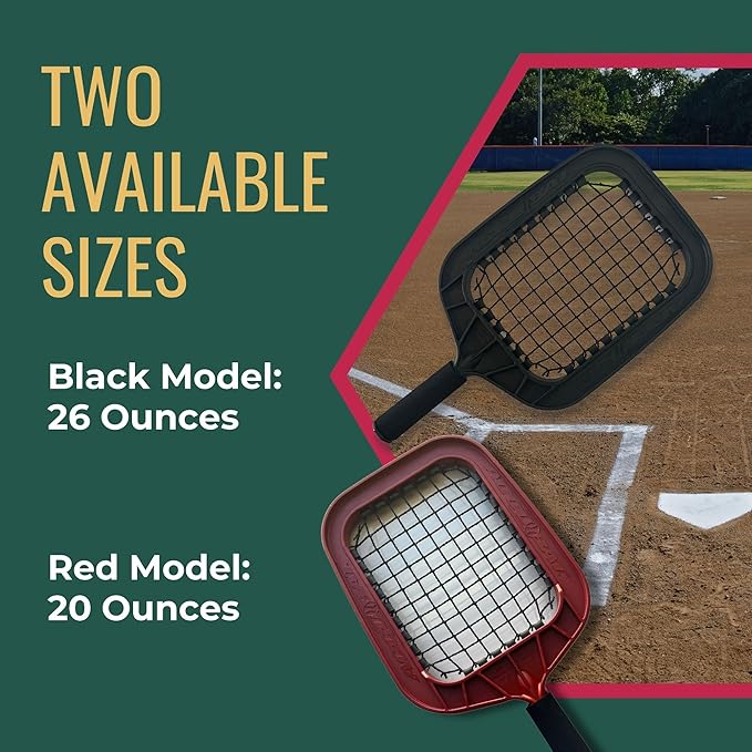 Accubat Fungo Racket for Baseball & Softball Training - Baseball Racket with Durable Frame & Replaceable Netting - Quality Design for Accurate Fly Balls & Grounders - USA Made (26 Ounce, Black)