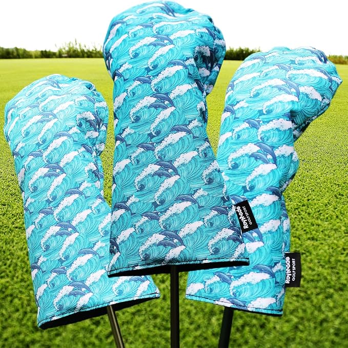 Golf Club Head Covers 3 Pack Waterproof Cloth Head Covers for Driver/Fairway Wood/Hybrid Fit All Golf Clubs Headcover #1#3#5 for All Brands