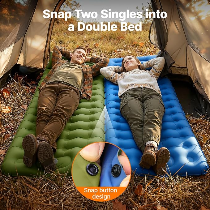 OGERY Sleeping Pad, Ultralight Inflatable Sleeping Pad for Camping with Pillow Built-in Foot Pump, 6" Extra-Thick Reinforced Camping Mattress for Hiking, Backpacking, Tent