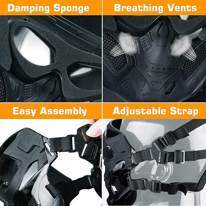 Guayma Airsoft Paintball Mask Tactical Full Face Cyberpunk Balaclava Mask For Halloween Cosplay Costume Movie Props