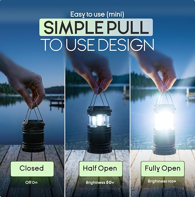 MalloMe LED Camping Lantern, Battery Powered Lanterns for Power Outages, Portable Hanging Collapsible Camping Lights for Outdoor, Home, Emergency, Hurricane Lamp Survival Outage Light 3 x AAA Operated