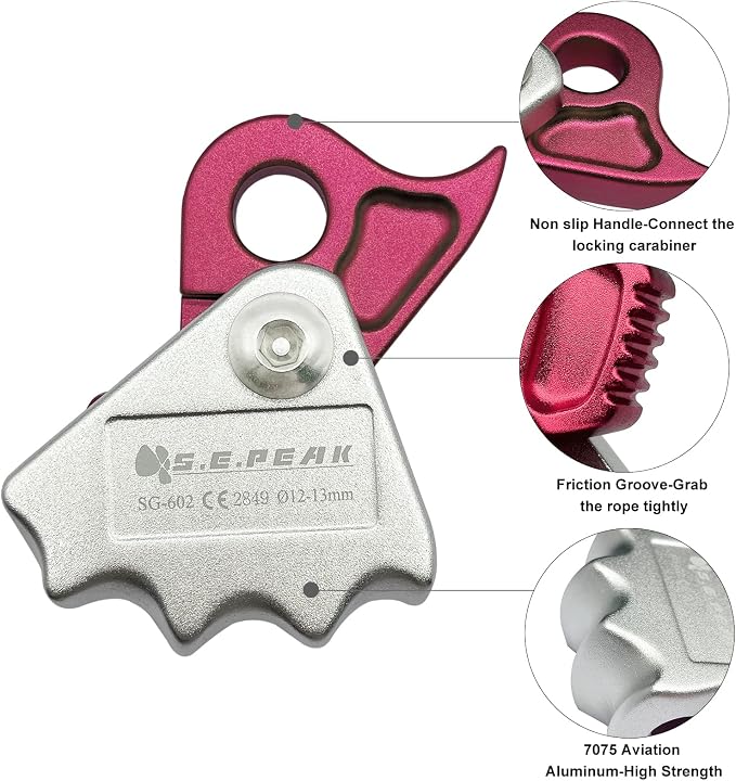 Detachable Climbing Ascender 15kN Rope Grab Ascender, Flip Line Adjuster, Fall Protection Belay Device for Rock Climbing,Tree Arborist/Fit for 11~13 MM Rope