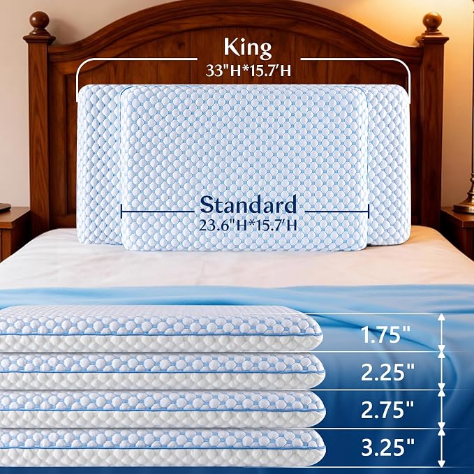 Stomach Sleeping Pillow for Stomach Sleeper, Flat Pillows for Sleeping Thin Memory Foam Pillow for Shoulder and Neck Pain Relief,Cooling Ultra Slim Pillows 2 Pack 1.75-inches