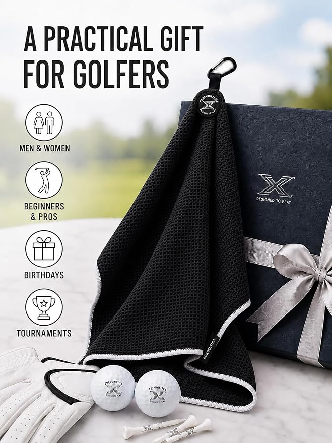 Magnetic Golf Towel with Cleaning Pocket, 24"x16" Ultra-Absorbent Waffle Microfiber Golf Towel with Magnet & Clip for Golf Bag, Carts and Clubs, Golf Accessories Gift for Men Women Golfers