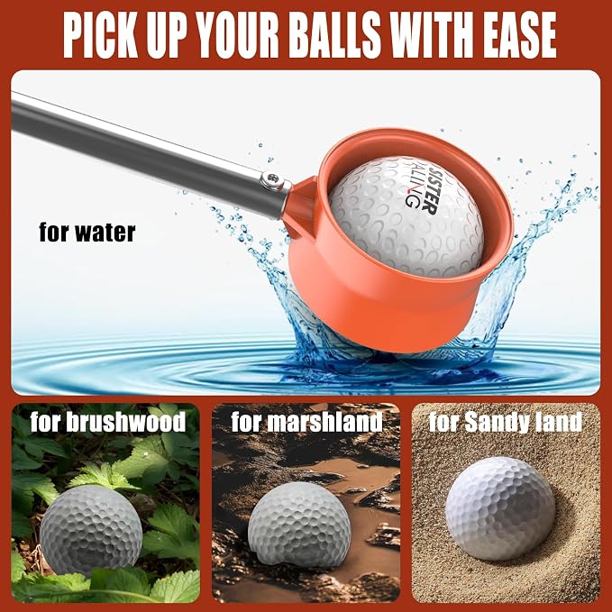 Golf Bag Metal Landing Pads and 9ft/12ft Water Telescopic Golf Ball Retriever