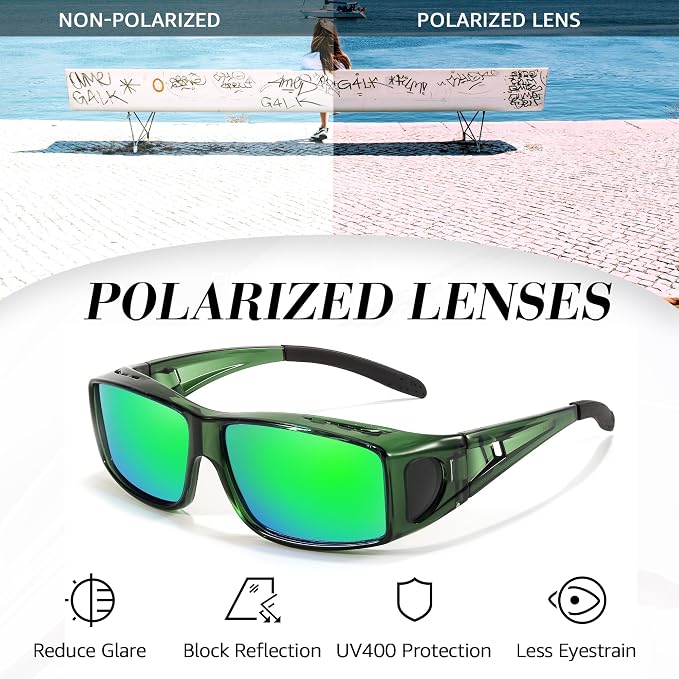 LVIOE Over Glasses Sunglasses Wrap Around Polarized Sunglasses for Men Women Fit Over Prescription Glasses with UV Protection