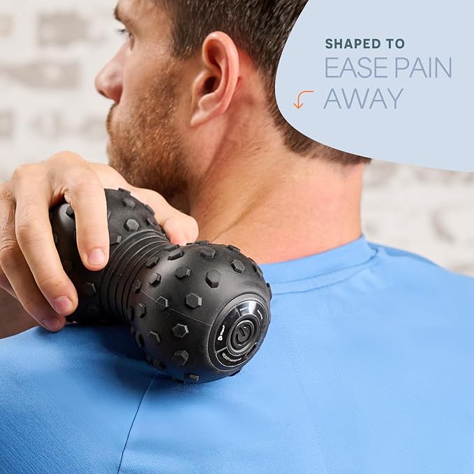 Lifepro 4-Speed Vibrating Massage Ball - Peanut Massager Combines a Lacrosse Ball with Vibrating Foam Roller | Vibration Roller for Recovery, Mobility & Deep Tissue Trigger Point Therapy (Black)