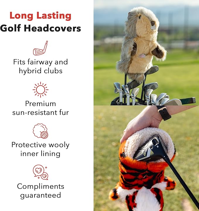 Daphne’s Headcovers Tiger Headcover Funny Golf Club Cover Stylish Protection for Club Driver Headcover for Men and Women