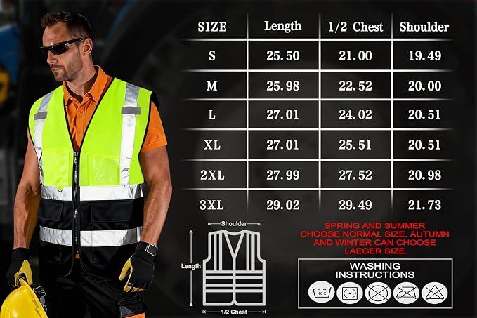 FATONE Hi Vis Safety Vest for Men with Reflective Strips, Class 2 High Visibility Vest with Pockets for Construction, Traffic, Warehouse, Security, Volunteer, 5 Pack Black Bottom Yellow, S
