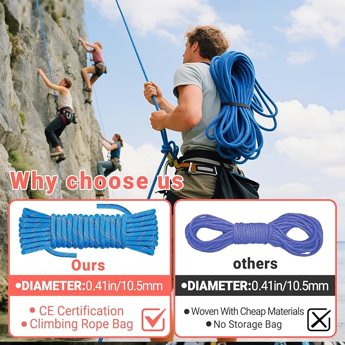 10mm/12.7mm Arborist Rope,3825lbs-9000lbs Double Braided Arborist Bull Rope for Tree Rigging & Pulling,Heavy Duty Rope for Tree Work,Rappelling, Swing Sailing Hiking Camping