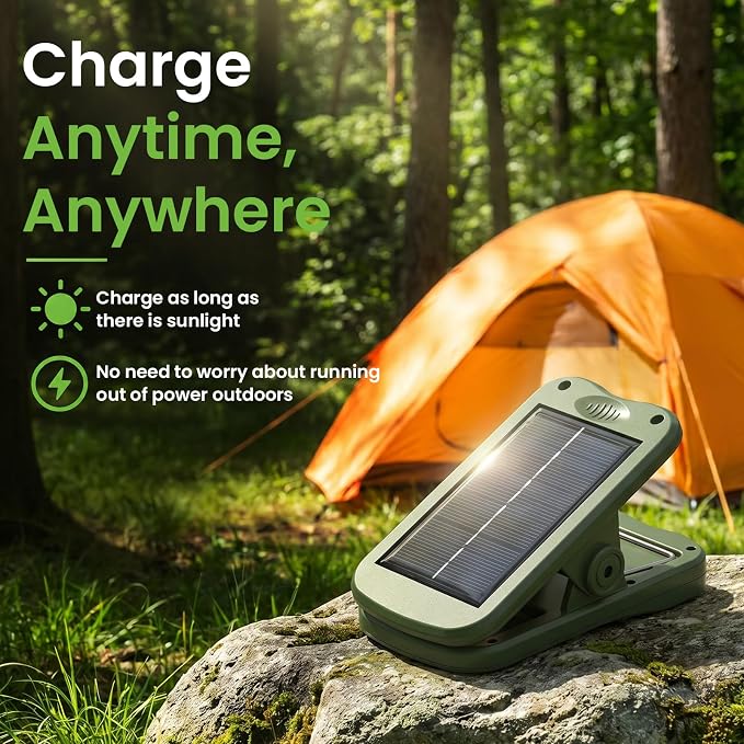 Clip on Solar Lights Outdoor, Portable Mini Solar Camping Light,Constant-on Light, Non-Motion-Sensing Mode,60LEDs 600LM Portable Security Light for Fence Waterproof, Deck, Yard, Camping, USB Charging