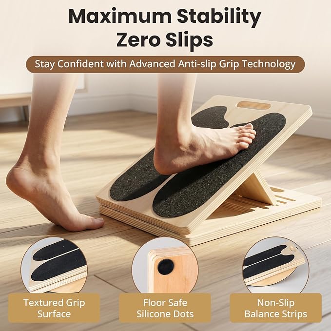 2 in 1 Slant Board for Exercise – Balance Board for Adults, Calf Stretch Board – Stretch & Mobility Board for Physical Therapy – Anti Slip Design with 5 Adjustable Angle, 500 lb Capacity