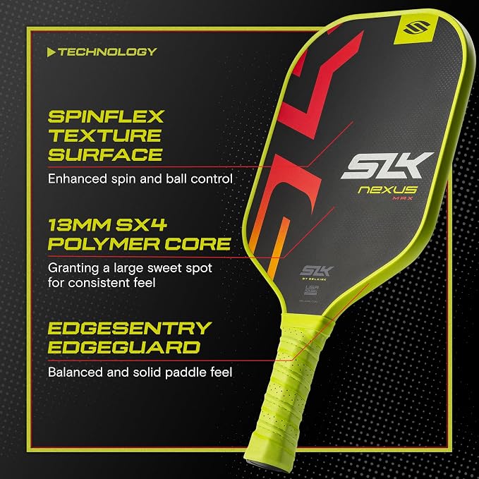 Selkirk Sport 2025 SLK Nexus Pickleball Paddles | SpinFlex Surface and Fiberglass Pickleball Paddle Face | 13mm SX4 Polymer Core for Ultimate Consistency