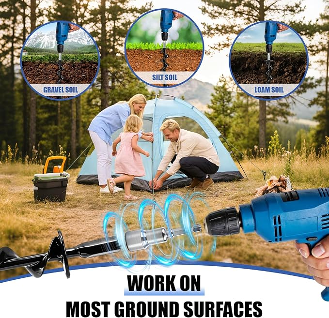 Ground Anchors Heavy Duty, 15in Steel Spiral Ground Stakes Screw in, 4 Pack Easy Install for Hard Soil, Outdoor Ground Anchors for Shed, Tent, Swing Set, Canopy, Trampoline Frame, High Wind Security