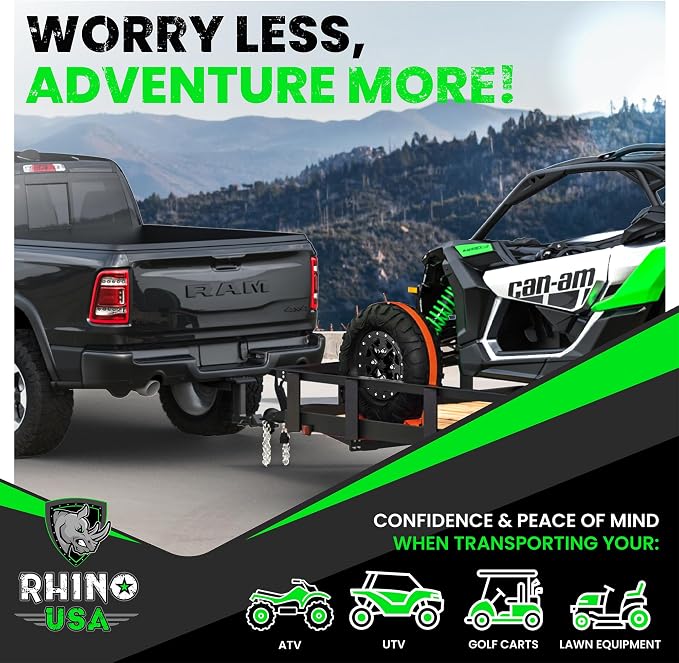 Rhino USA E Track Ratchet Tie Down Straps (4,500lb Break Strength) - Includes (4) Premium 2" x 16' eTrack Tie Downs - Ultimate Heavy Duty eTrack Cargo Strap System for Trailer, Truck, Motorcycle