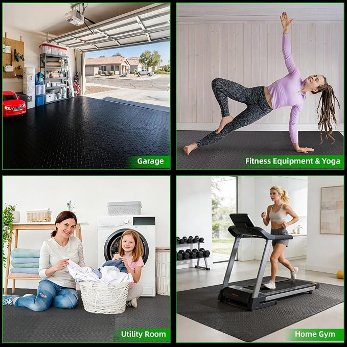 Art3d 24 Pack 24" x 24" EVA Interlocking Exercise Mats, 1/2" Thick Foam Puzzle Flooring for Workout, Gym Equipments, Training Areas, 96 Sq.FT, White Oak
