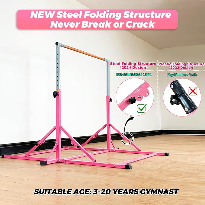 Marfula Gymnastic Bar For Kid and Teenage of 3-25, 5Ft/8 FT Base Length 4Ft Width 5Ft Adjust Height, Gymnastic Kip Bar For Gymnast, Gymnastic Training Equipment For Professional Training Home Club Use