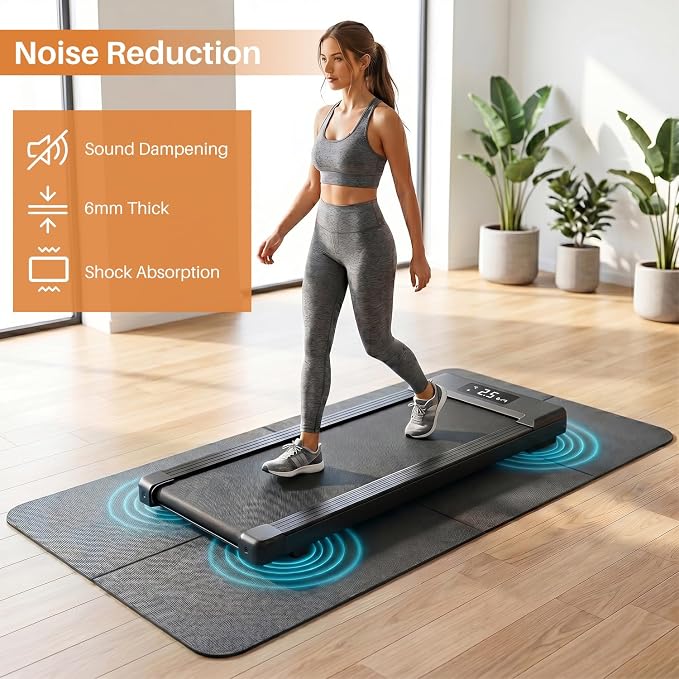 Walking Pad Mat for Carpet,6mm Thick,Bike Mat Compatible with Peloton Bike,Elliptical,Treadmill Mat,Under Exercise Bike Trainer Pad for Indoor Stationary Spin Bike Gym Equipment Hardwood Floor Carpet