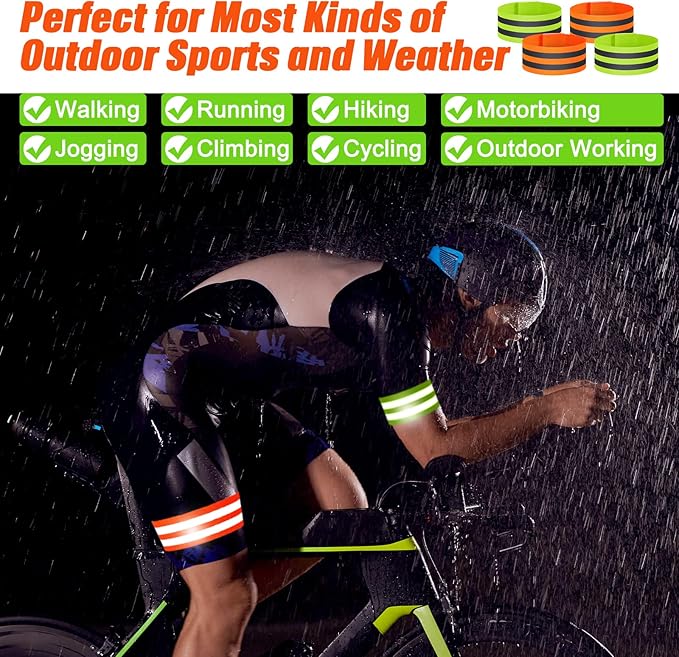 150 Pieces Reflective Arm Bands for Night Walking Ankle Band for Runners Reflective Wrist Band Cycling Running Gear Reflector High Visibility Tape Straps