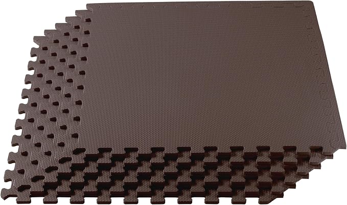 We Sell Mats 1/2 Inch Thickness Multipurpose EVA Foam Floor Tiles, Interlocking Floor Mat for Indoor Gym and Home Use, 24 in x 24 in, Brown, 100 Square Feet (25 Tiles)