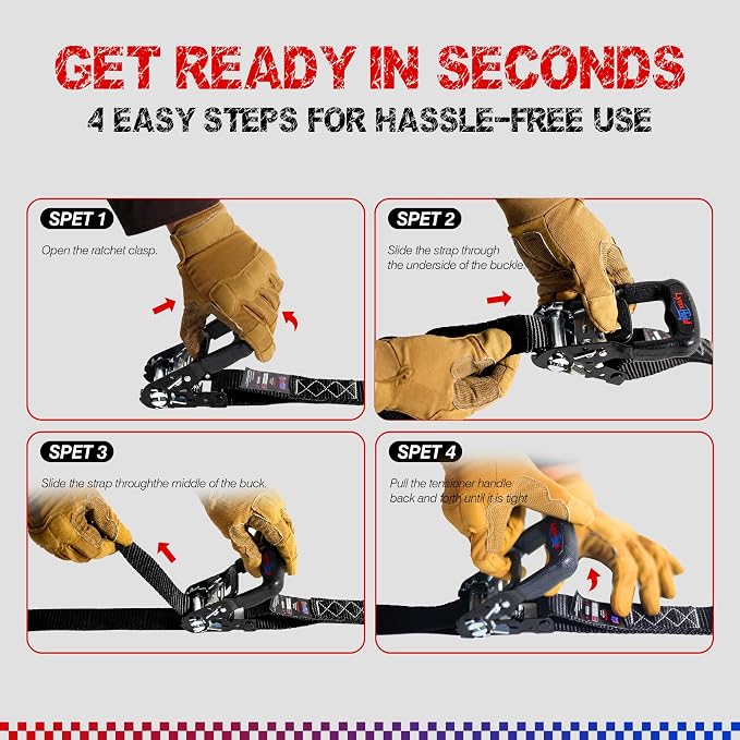 Ratchet Tie Down Straps, 5280lbs Break Strength, 1.6" x 16' Heavy Duty Ratchet Tie Down Strap Set with Padded Handles, Coated S Hook, Soft Loop for Trucks, ATV, UTV, Motorcycle, Cargo & More - Black