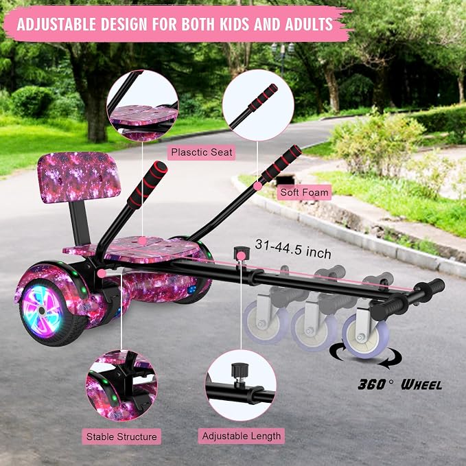 CBD Scooter with Corlorful LED Lights,6.5" Wheels, Dual 300W Motor Scooter for Kids Girls Boys Adults, All Ages