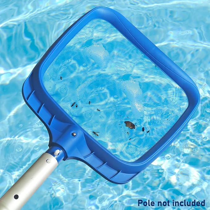 Poolvio Heavy Duty Swimming Pool Leaf Skimmer Net with Strong Reinforced Handle for Cleaning Swimming Pools, Hot Tubs, Spas and Fountains