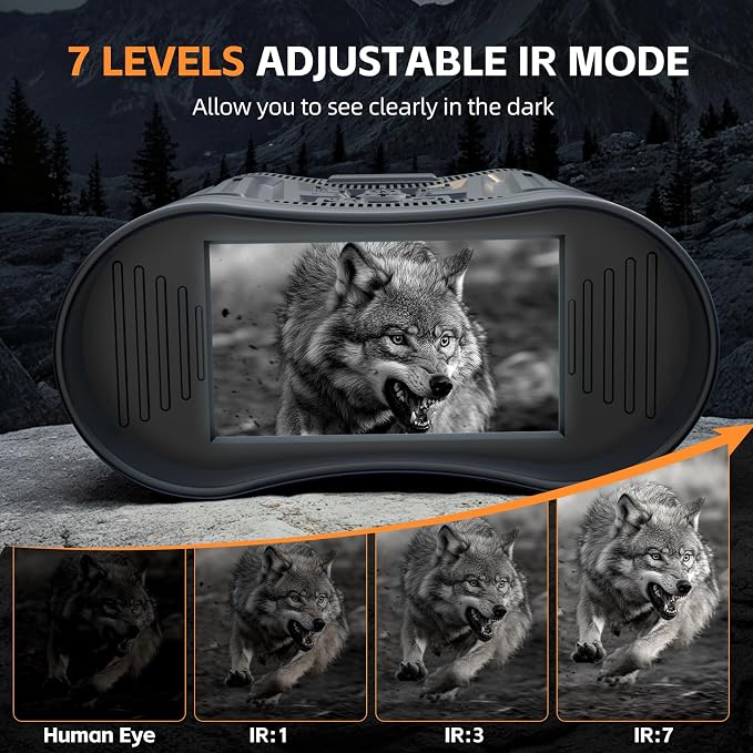 Night Vision Goggles, 4K HD Night Vision Binoculars with 7X Digital Zoom, 3'' HD Screen & Rechargeable Battery for Camping & Security, with 32GB TF Card for Photos and Videos, Gifts for Men Him Dad