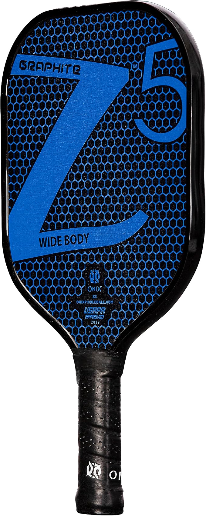 Onix Graphite MOD Z5 Carbon Fiber Pickleball Paddle with Wide-Body Shape. Honeycomb Core, Graphite Face & Cushion Comfort Pickleball Paddle Grip