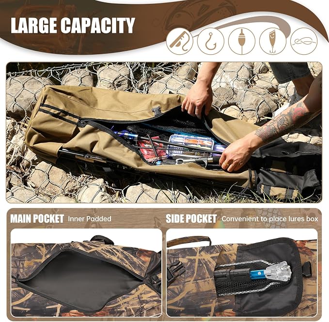 Fishing Pole Bag Rod Case, Folding Fishing Pole Bag Fishing Gear