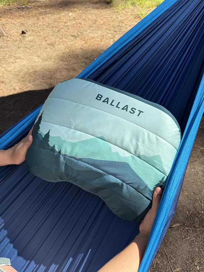 Ballast Camping Pillow – Comfy, Durable & Ultra-Light Compact, Stays Put with Patented Pouch, Inflatable Pillow for Camping, Backpacking, Beaches, Pools, Hiking, Festivals and Travel