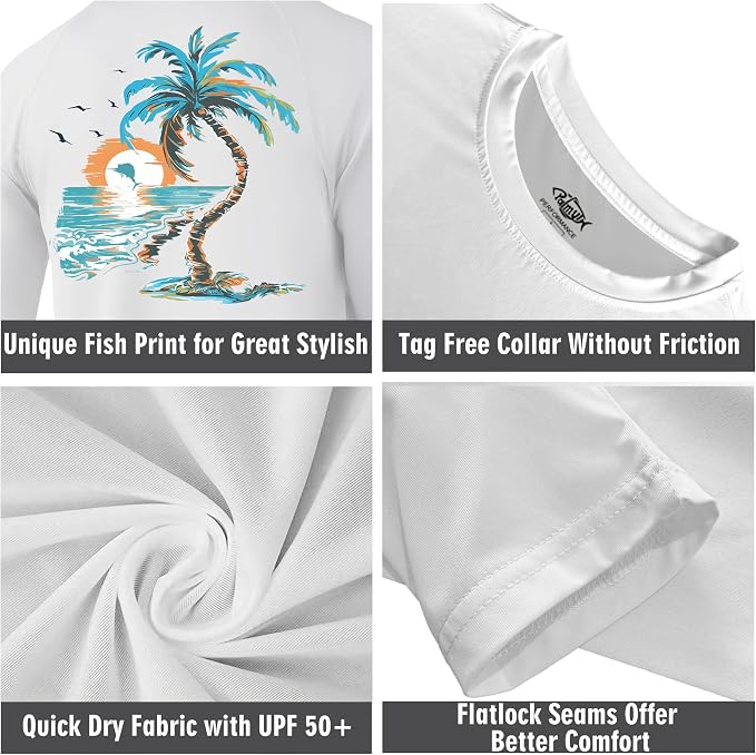 Palmyth Fishing Shirts for Men Long Sleeve UPF 50+ T Shirt Sun Protection | Quick Dry, Sun Protection, Myth-Cool Fabric, Fish Print, Moisture Wicking, Stretchy, Breathable, Fishing,Boating,Outdoor Wear