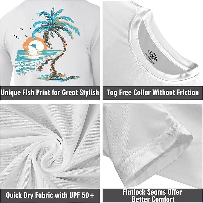 Palmyth Fishing Shirts for Men Long Sleeve UPF 50+ T Shirt Sun Protection | Quick Dry, Sun Protection, Myth-Cool Fabric, Fish Print, Moisture Wicking, Stretchy, Breathable, Fishing,Boating,Outdoor Wear