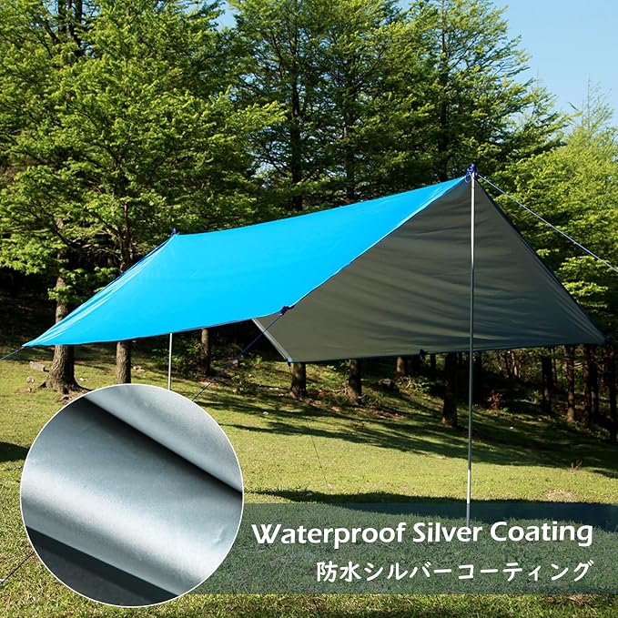 TRIWONDER Camping Tarp - 118"x118" Waterproof Rain Fly Tent Footprint Ground Cloth Multifunctional Cover Heavy Duty for Canopy Hammock Hiking Picnic (Green)