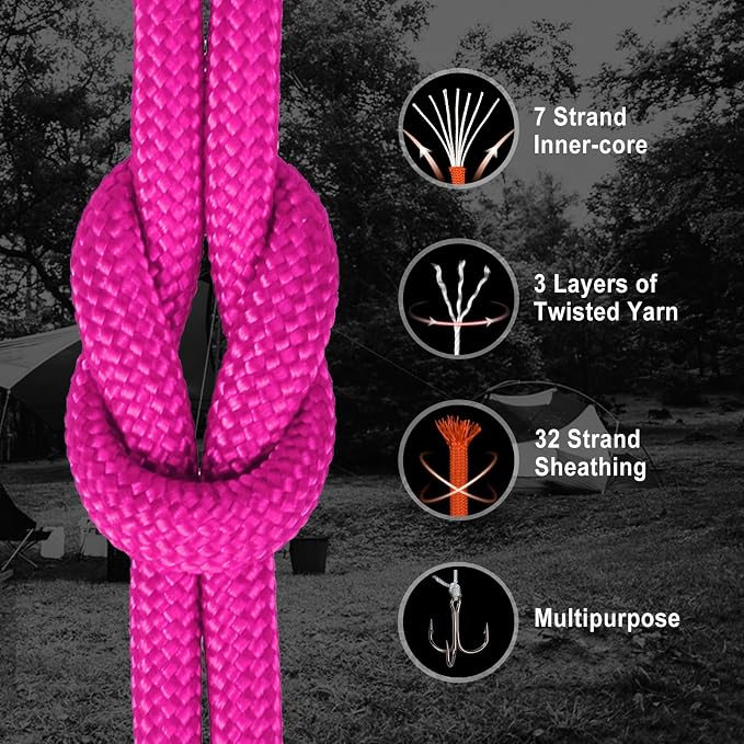 WEREWOLVES 550 Paracord Kits 100ft Each Color - 5 Colors Parachute Cord Combo 7 Strand Type III Parachute Cord 4mm for Crafting, Dog Collar, Survival Bracelets