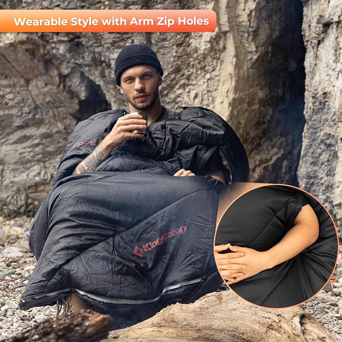 KingCamp Sleeping Bag for Adults Big and Tall, Cold Weather Camping Sleeping Bag with Soft 100% Cotton Flannel Lining, Portable Lightweight Outdoor Traveling & Car Camping