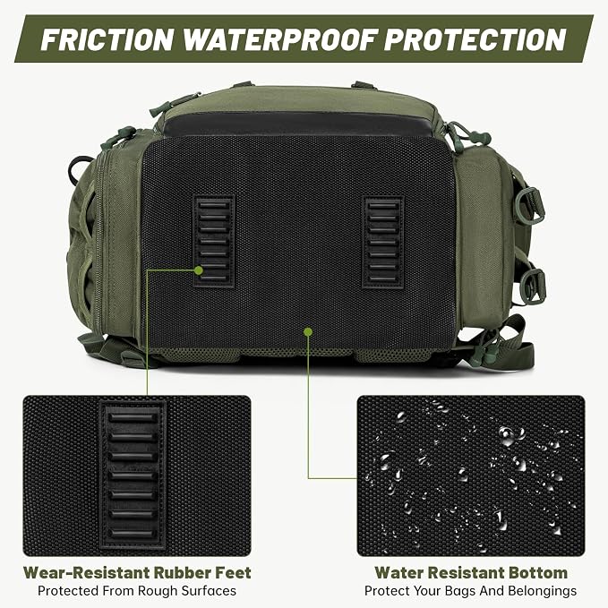 40L Fishing Backpack Water Resistant Fishing Tackle Bag with 2 Rod Holders, Tackle Storage Bag for Anglers(Green Bag Only)